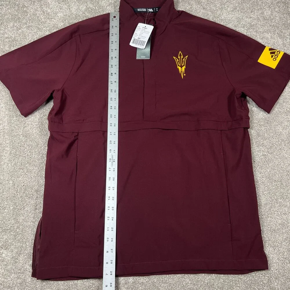 Adidas Mens M Maroon Arizona State Sun Devils Pullover‎ 1/4 Zip SS Jacket NWT
